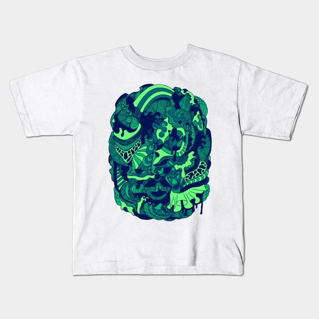 Ngreen Abstract Wave of Thoughts No 2 Kids T-Shirt by kenallouis